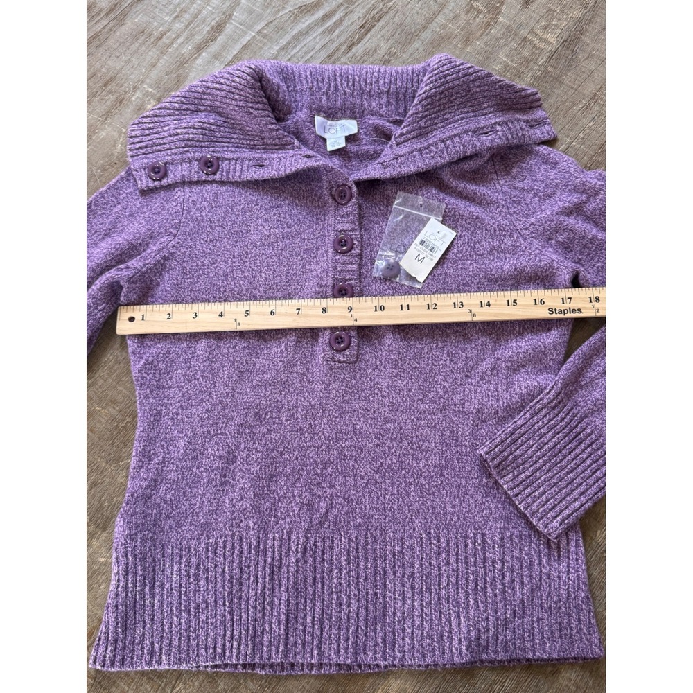 NWT Vintage Ann Taylor LOFT Wool Angora Cashmere Sweater Purple Henley sz M cozy - Picture 5 of 8